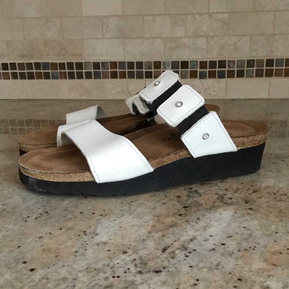 Naot White Leather Rhinestone Open Toe Sandals - Picture 4 of 10